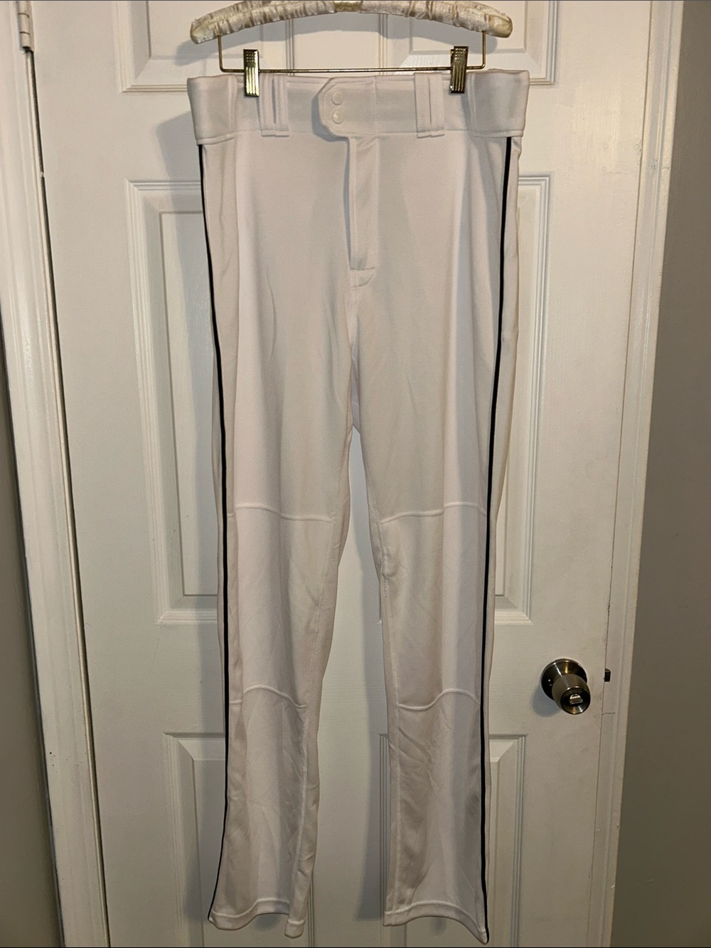 RUSSELL BASEBALL PANTS THE MARK OF A PRO WHITE WITH BLACK PIPING